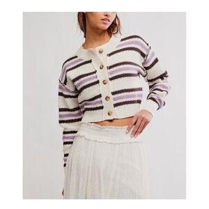 NWT Free People | FP Lila Stripe Cardi / Ivory Combo Sz Small